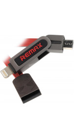 Cable Remax Armor Series 2 in 1 cable (2.1A, microUSB, lighting,1m, red) [RC-067t]
