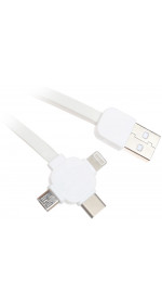 Cable Remax Lesu 3 in 1 Cable (2.1A, microUSB, USB Type C, lighting, 1m, white) [RC-066th]
