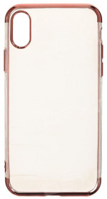 Aceline Silicone frame TC-082 cover for iP X, silicone, transparent + pink half-edge