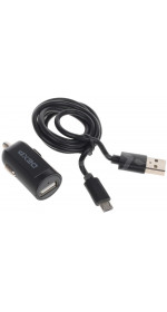 Car USB charger microUSB DEXP C10B2A MC (2A, cable, 1m, data cable, black)