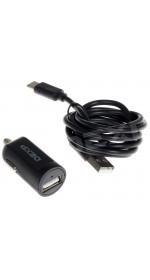 Car USB charger TypeC DEXP C10B2A TC (2A, cable, 1m, data cable, black)