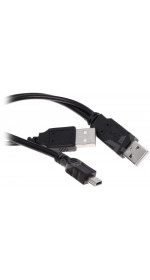 Cable mini USB (M) - 2*USB (M), 2m, DEXP [Ux2MiuBSI200] 2A; black