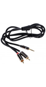 Cable 3.5 Jack (M) - 2xRCA (M), 1m, DEXP premium [SI010-J2R] black