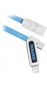 Cable Remax Armor Series 2 in 1 cable (2.1A, microUSB, lighting,1m, blue) [RC-067t]