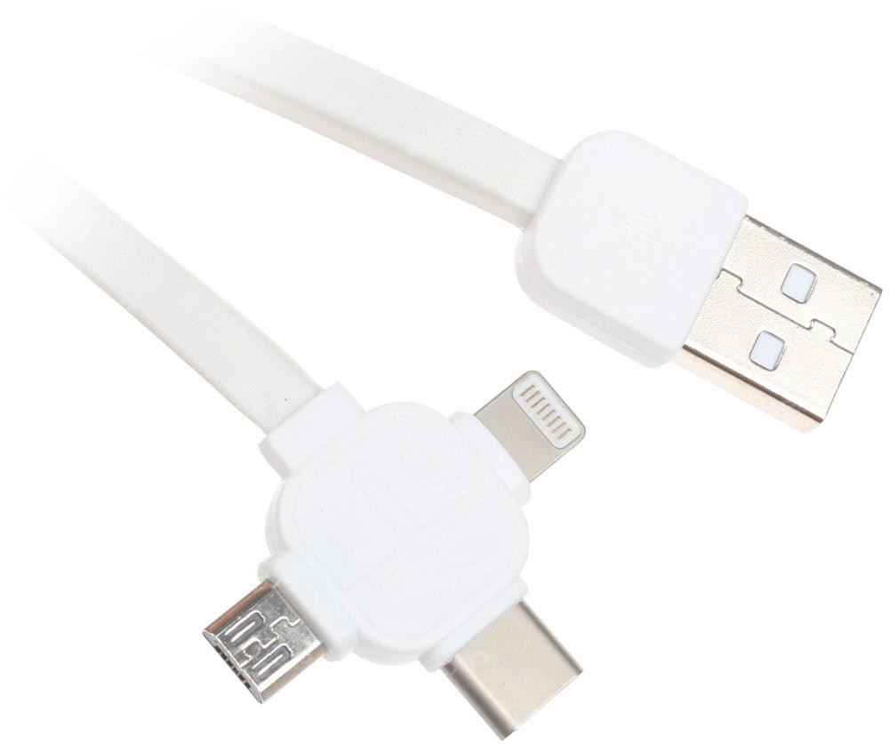 Cable Remax Lesu 3 in 1 Cable (2.1A, microUSB, USB Type C, lighting, 1m, white) [RC-066th]