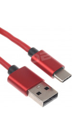 Cable DEXP USB-C (M) - USB (M) (2.1A, 1m, red) [DXTypeCU100MPR]