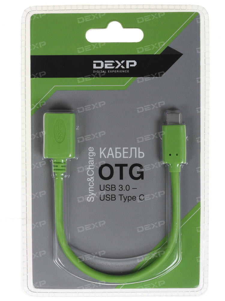 OTG Cable USB-C DEXP (USB 3.0, 0.15m, green) [OUC015G]
