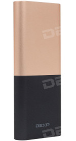 Power bank 9000 mAh  DEXP XPN Plus-9G (2,1 A, 2xUSB, Li-Pol, charge indication, cable included, gold)