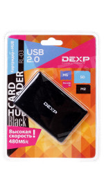 Card-readerDexp + USB HUB USB2.0 RL-03 (3xUSB2.0, SD/SDHC/MicroSD/MS/xD/M2) Black