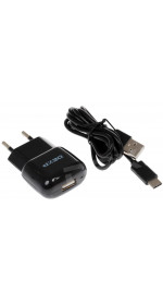 Wall USB charger Type C DEXP [WTC2a1m1uB], 2.1A, 1xUSB, cable 1m, black