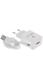 Wall USB charger micro USB DEXP MyHome 15W XL (15W, QC 2.0, white)
