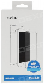 Aceline TCG-003 Cover + Protective glass for iP 6 / 6S, plastic + silicone, transparent