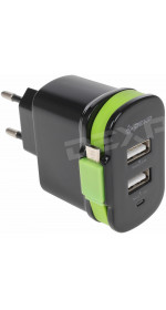 Wall USB charger microUSB DEXP H15B3.4A MC (2.4A, + cable 1A, black)