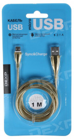 Cable microUSB DEXP (2.1A, 1m, gold) [DMMB010G]