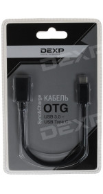 OTG Cable USB-C DEXP (USB 3.0, 0.15m, black) [OUC015B]