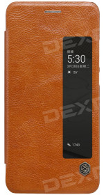 Flip-book Nillkin Qin series for P10 Plus, synthetic leather, brown
