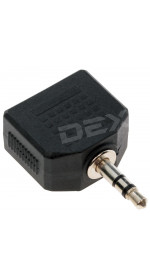 Adaptor 3P 3.5 mm Jack (M) - 2x3.5 mm Jack (F), DEXP [A3P35JM2x35JFBP] black, no microphone