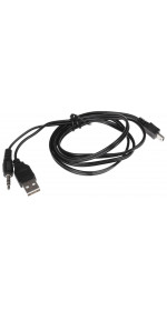 Cable 3.5 mm Jack (M) &amp; USB (M) - miniUSB (M), 1m, DEXP [35JM&amp;UMMUM010SiB] black